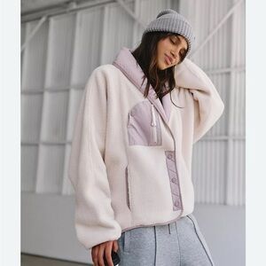 Free People Cream and Lavender Teddy Jacket